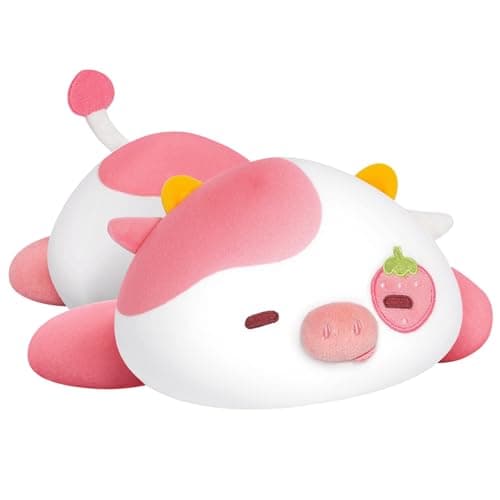 Cute Cow Plush Pillow, Kawaii White Cow Stuffed Animals for Kids & Girls