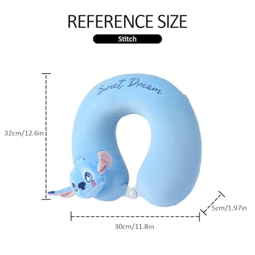 MINISO Disney Stitch Dinner Party Collection Memory Foam Neck Pillow (Stitch) Travel Companion for Airplane Passengers L