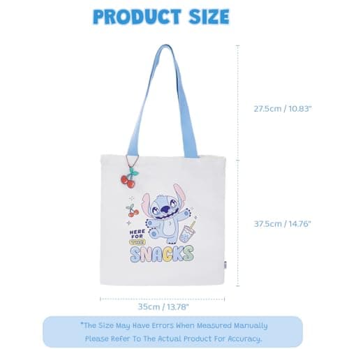 MINISO Disney Stitch Food Party Series Tote Bag Reusable Casual Bag for Women Girls Girly Shopping
