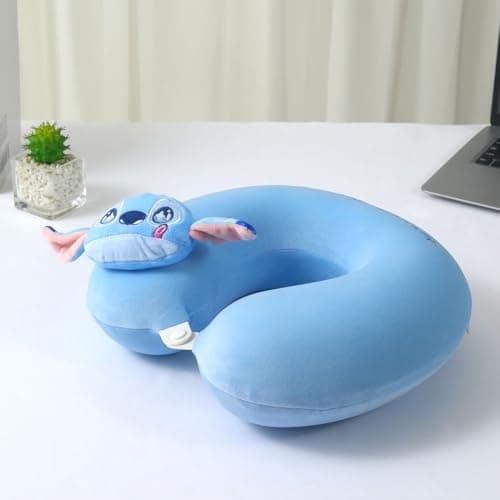 MINISO Disney Stitch Dinner Party Collection Memory Foam Neck Pillow (Stitch) Travel Companion for Airplane Passengers L