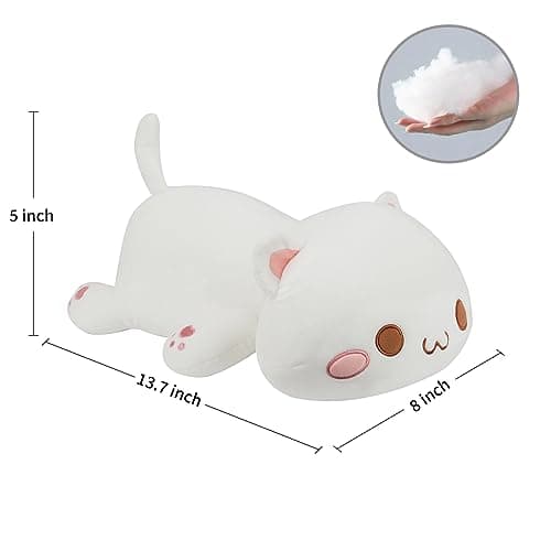 AFAN Cat Stuffed Animals Soft Plush Toys for Kids and Girls Boys Room Decor Gifts (Round Eyes, White, 1|7 Inch)  
AFAN K