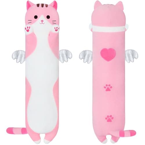 Cute Long Cat Plush Body Pillow for Girls and Girlfriend(AngelCat Green, 19.6in/50cm)  
Cute Cat Plush Toy Pillows with