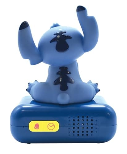 LEXiBOOK Disney Stitch Nightlight Alarm Clock Balances Sounds and Melodies with an Luminous LCD Backlit Screen for Kids