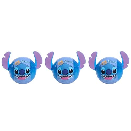 Just Play Disney Stitch Squish-a-Stitch 3-Pack Mystery Glitter Figurines, 2-inch Squishy Fidget Toys, Blind Box for Kids