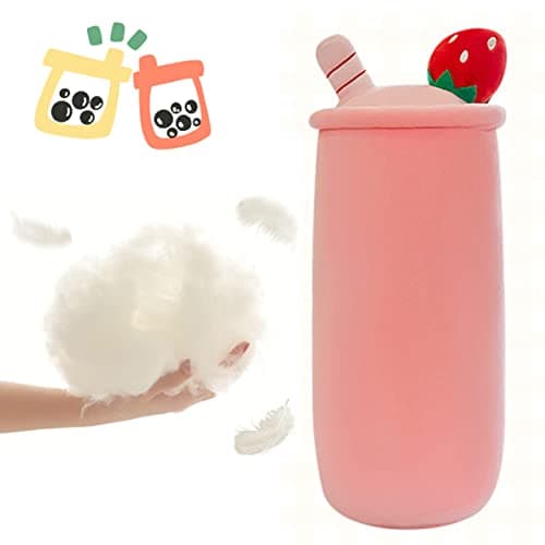 Cute Plushies Long Plush Pillow Bubble Tea Stuffed Animal for Kids Adults (Pink, 16 Inch)