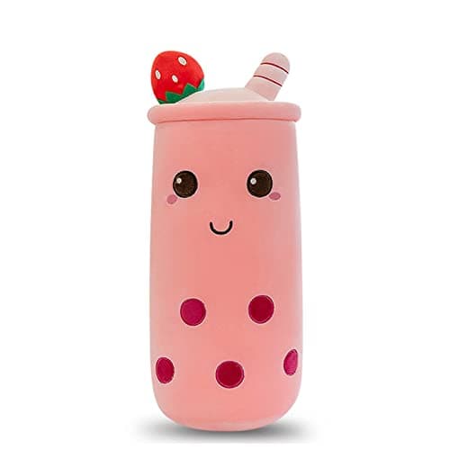 Cute Plushies Long Plush Pillow Bubble Tea Stuffed Animal for Kids Adults (Pink, 16 Inch)