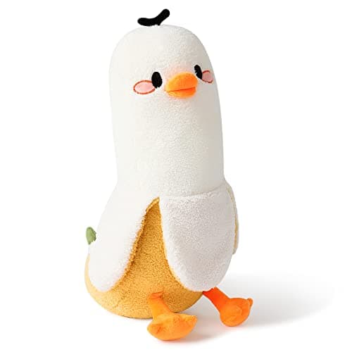 PEACH CAT Banana Duck Plush Toy for Kids White 19.7" Hugging Pillow