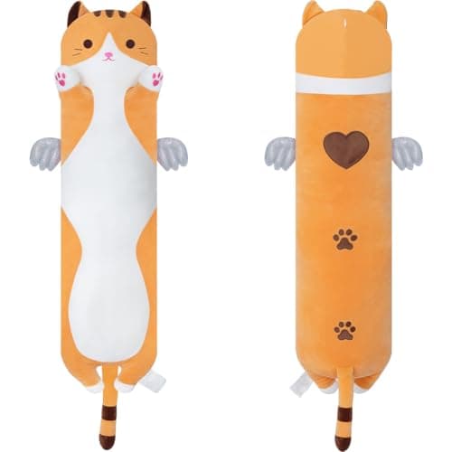 Cute Long Cat Plush Body Pillow for Girls and Girlfriend(AngelCat Green, 19.6in/50cm)  
Cute Cat Plush Toy Pillows with