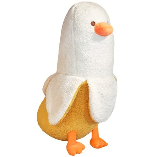 PEACH CAT Banana Duck Plush Toy for Kids White 19.7" Hugging Pillow