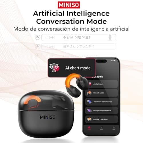 MINISO Real Time AI Translation Earbuds for Travel and Business Support 135 Languages Wireless Headphones with Clip-On D