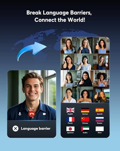 AI Translator Earbuds for Real-Time 144 Languages & Accents, iOS & Android Compatible, Spanish/English Audífonos Traduct