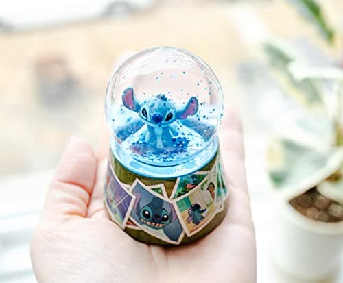 Disney Lilo & Stitch Vintage Photos Mini Light-Up Snow Globe for Adults | Glitter | 3 Inches