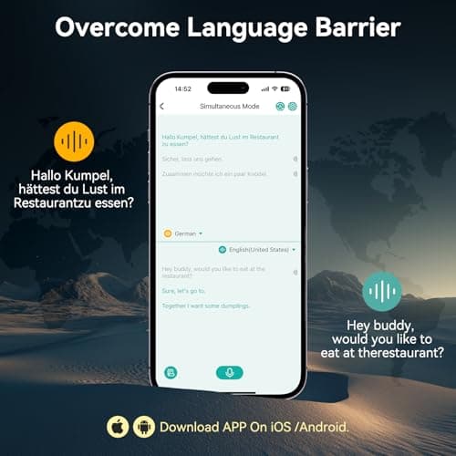 3-in-1 Fast Translation Earbuds 150 Languages & Accents for Real Time Spanish Translation Fit iOS & Android, 2-Year Subs