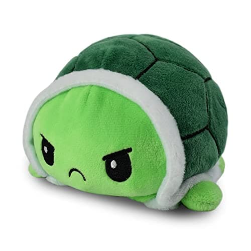 TeeTurtle Original Reversible Turtle Plushie - Green - Cute Sensory Fidget Stuffed Animals That Show Your Mood, 4 Inch