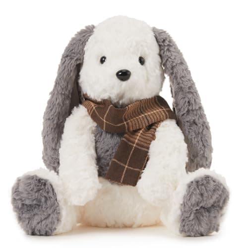 MINISO Ultra-Soft Bunny Rabbit Stuffed Animal with Scarf Set for Kids Boys Girls Halloween Party