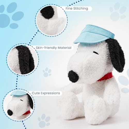 MINISO 14" Sitting Snoopy Plush Toy Stuffed Animals for Kids Boys Girls Summer Travel Collection