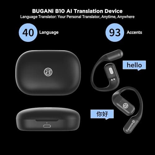 3-in-1 AI Translator Earbuds for Real Time Translation, 5.4 Bluetooth Headphones with 40 Languages Support (Black)
5.4 B