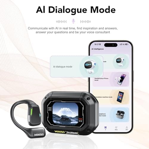 MINISO AI Translation Earbuds for Travelers & Business Professionals iOS & Android Real-Time Translation 4-in-1 Open Ear