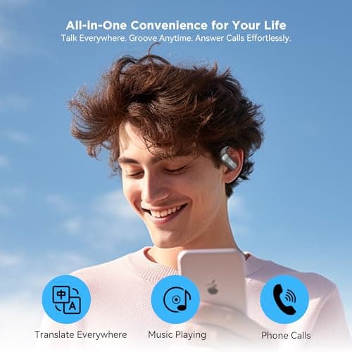 3-in-1 AI Translator Earbuds for Real Time Translation, 5.4 Bluetooth Headphones with 40 Languages Support (Black)
5.4 B