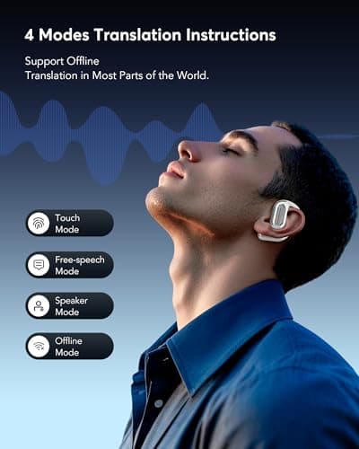 EUQQ AI Language Translation Earbuds, 144 Languages & Accents Bluetooth 5.4 Headphones for Travel Business Learning, Sil
