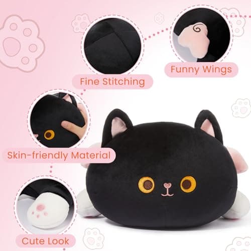 MINISO 19.6" Black Cat Plush Toy Kawaii Cute Stuffed Animal Ultra-Soft Rebound Hugging Pillow for Kids Boys Girls  
MINI