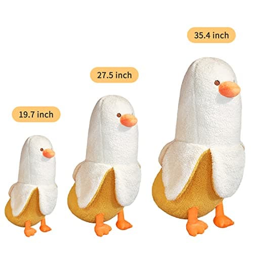 PEACH CAT Banana Duck Plush Toy for Kids White 19.7" Hugging Pillow