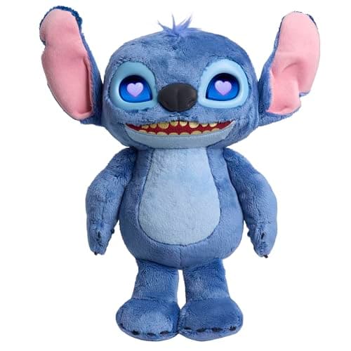 Just Play Disney Stitch Many Moods Interactive Plush for Kids & Fans, 14-inch, 50+ Sounds & Phrases, LCD Eyes