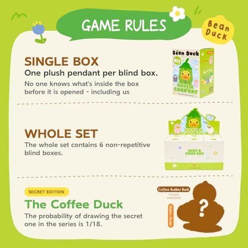 B.DUCK Blind Box Plush Bean Duck Series Toy - Cute Playful Animal Figures Pendant Keychain for Collectors and Gift-Lover