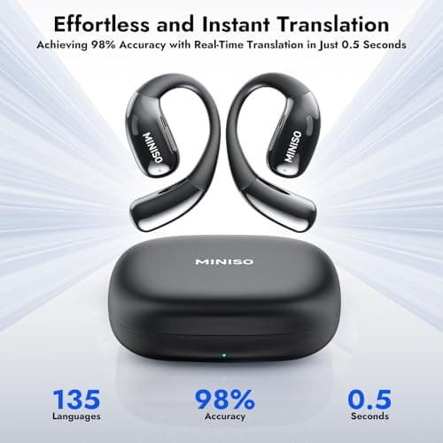 MINISO AI Translation Earbuds for Travelers and Business Professionals Real Time 135 Language Translator 4-in-1 Open Ear