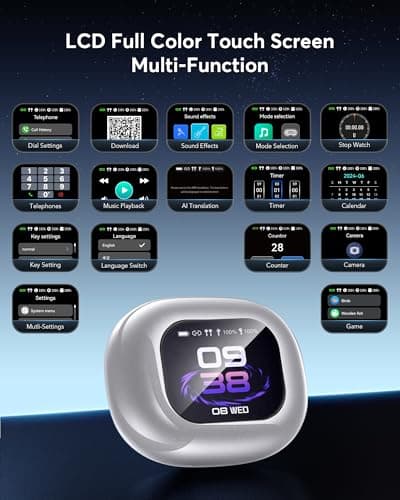 EUQQ AI Language Translation Earbuds, 144 Languages & Accents Bluetooth 5.4 Headphones for Travel Business Learning, Sil