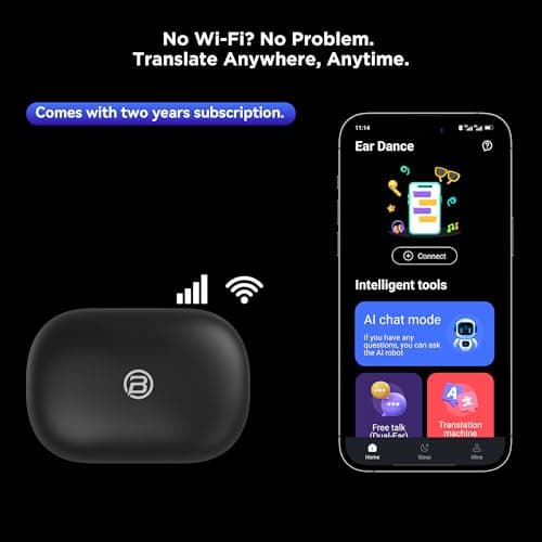3-in-1 AI Translator Earbuds for Real Time Translation, 5.4 Bluetooth Headphones with 40 Languages Support (Black)
5.4 B