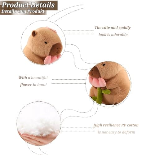 Cute Kapybara Plush Toy Pillows Kids' Soft Toy Brown Capybara Stuffed Animal Gift for Boys and Girls Brown Kawaii Capyba
