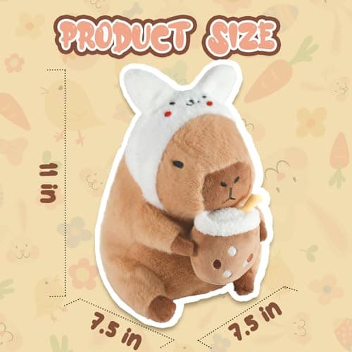 Cute Rabbit Capybara Plush Pillow for Kids 11 Inch Kawaii Stuffed Toys Gifts