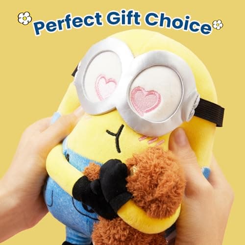 MINISO 8" Minions Stuffed Animals Plush Toys for Kids (Bob+Tim) Cute Sleeping Bedding Kawaii Plushies Pillow