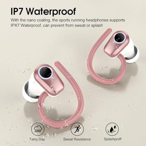 Rose Pink Bluetooth 5.3 Sport Earbuds with 50H Playtime and HD Noise Cancelling
| HD Stereo Noise Cancelling IP7 Waterp