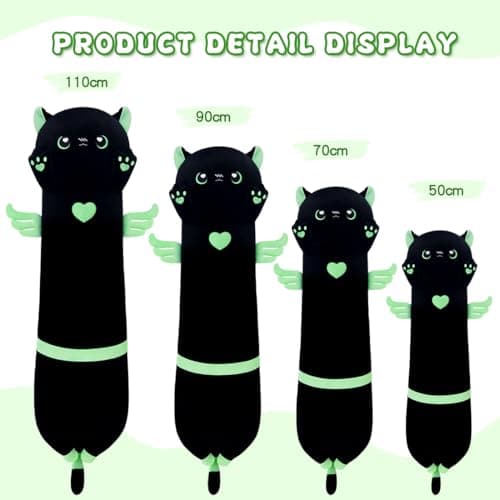 Cute Long Cat Plush Body Pillow for Girls and Girlfriend(AngelCat Green, 19.6in/50cm)  
Cute Cat Plush Toy Pillows with