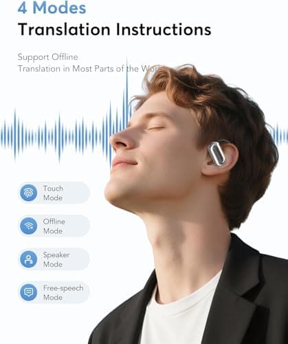 AI Translation Earbuds Real-Time, 144 Languages & Accents | 3-in-1 Open Ear Wireless Earbuds | Ideal for Travel & Busine