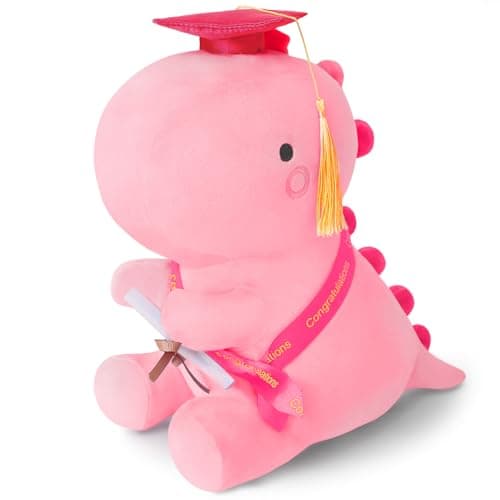 SQEQE Dinosaur Stuffed Animal for Her Boys Girls Girlfriend, Valentine Day Sweet Romantic Anniversary Birthday Gift(Pink