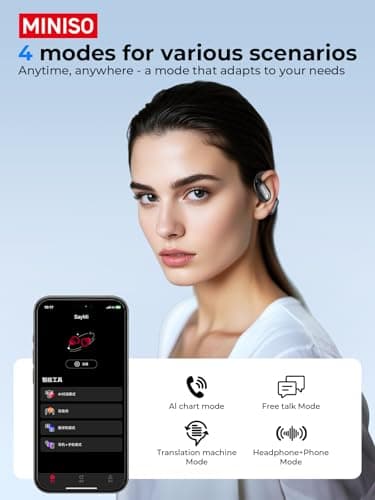 MINISO AI Translation Earbuds for Travel and Business, Bluetooth 6.0 with 135 Languages, 60Hrs Playtime, LED Display  
M