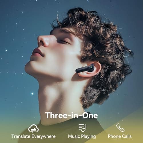 3-in-1 Fast Translation Earbuds 150 Languages & Accents for Real Time Spanish Translation Fit iOS & Android, 2-Year Subs