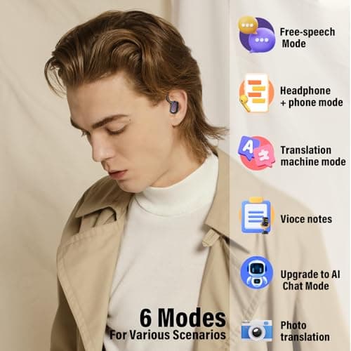 OYIB AI Real Time Language Translation Earbuds with 6 Translation Modes for Travelers and Business Professionals Black 5