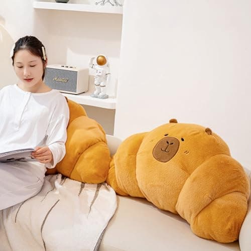 PEACH CAT Capybara Plush Pillow for Kids Soft Food Stuffed Animals 19.7" CroissantGift