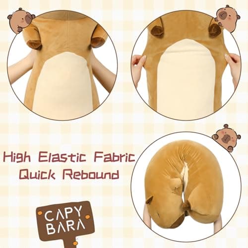 Tezituor Long Capybara Plush Body Pillow, Soft Sleeping Throw Pillow for Kids, Cute Capybara Stuffed AnimalBirthday Chri