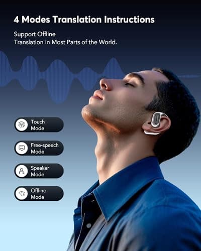 AI Translation Earbuds Real Time Translator 144 Languages for Travelers and Business Pros Bluetooth 5.4 Open Ear Transla