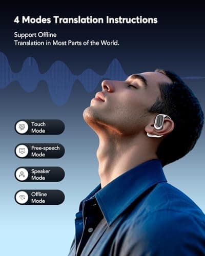 AI Language Translator Earbuds for Travel, Business & Learning - OWS LCD Touchscreen Real-Time Translation - 144 Languag