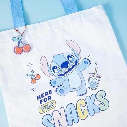 MINISO Disney Stitch Food Party Series Tote Bag Reusable Casual Bag for Women Girls Girly Shopping