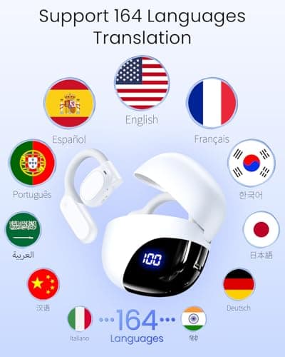 Real Time Translation Earbuds 164 Languages 80H Playtime for Travel and Business White
Real Time Translation Earbuds 164