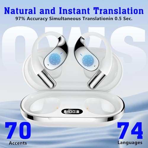 3-in-1 AI Translator Earbuds for Real-Time Translation and Music Playback (White)
| 144 Accents Real-Time Translation E