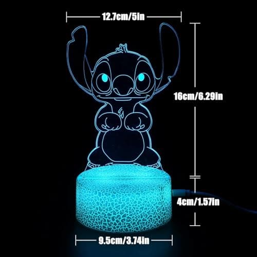 Stitch Gifts 3D Illusion Night Light for Kids - 16 Colors & Smart Touch, Bedroom Decoration Gift for Teens Boys Girls