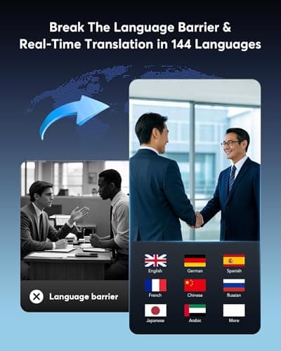 AI Translation Earbuds Real Time Translator 144 Languages for Travelers and Business Pros Bluetooth 5.4 Open Ear Transla